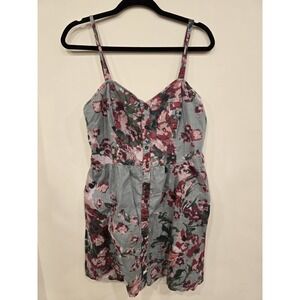 Y2K Style Button Front Cotton Mini Sundress XL Soft Girl Cottagecore Floral